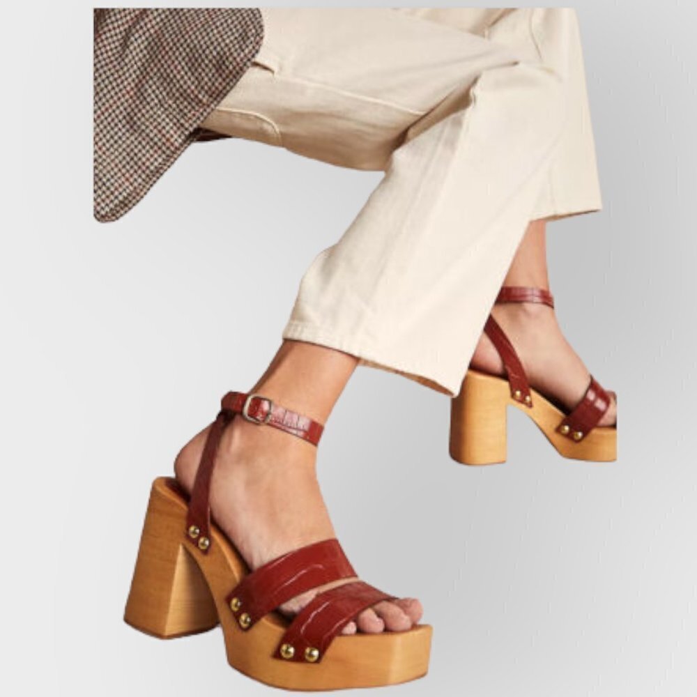 Free People Mallory Leather Clog Sandal Brown - Picture 2 of 8